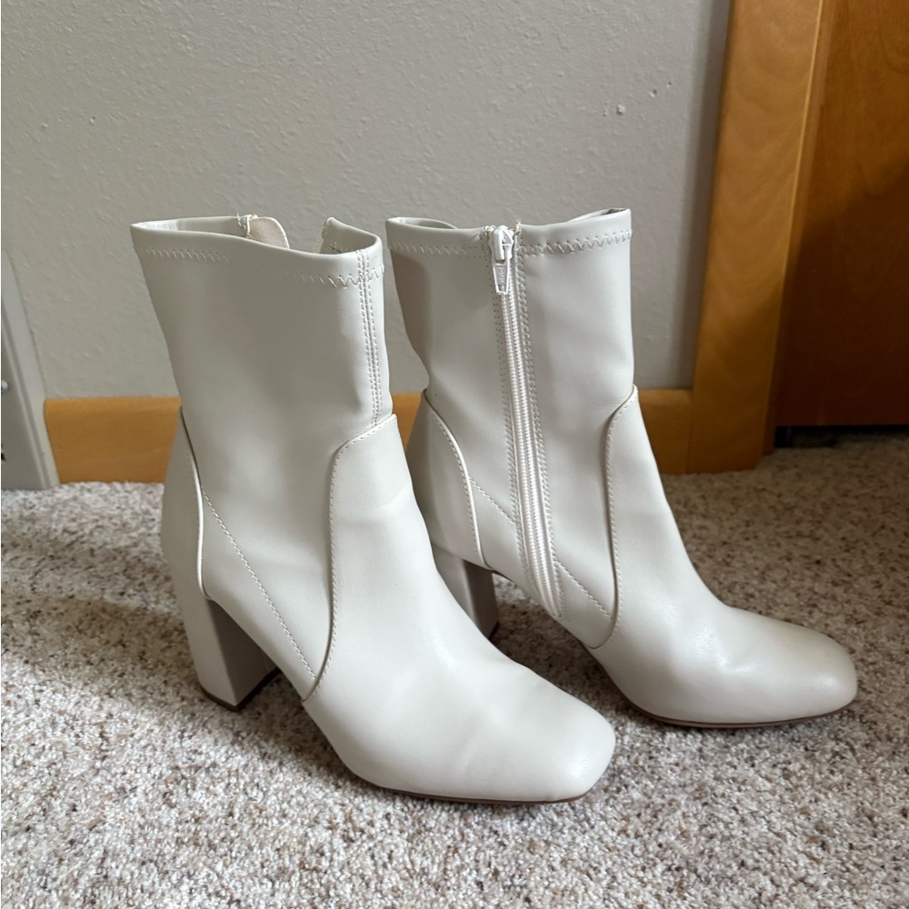 A New Day Cream Block Heeled Bootie